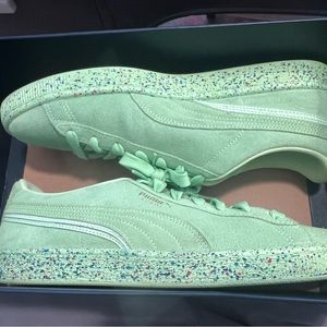 Puma Suede Triplex Mono Neon Sneakers Fizzy Lime 10.5